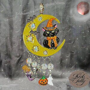 KirksFolly MIDNIGHT KITTY CRESCENT MOON Halloween Magnetic Enhancer -Charms NWOT